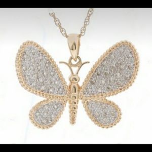 Affinity Diamond 1/4 ctw genuine diamond butterfly pendant 14 ct Gold